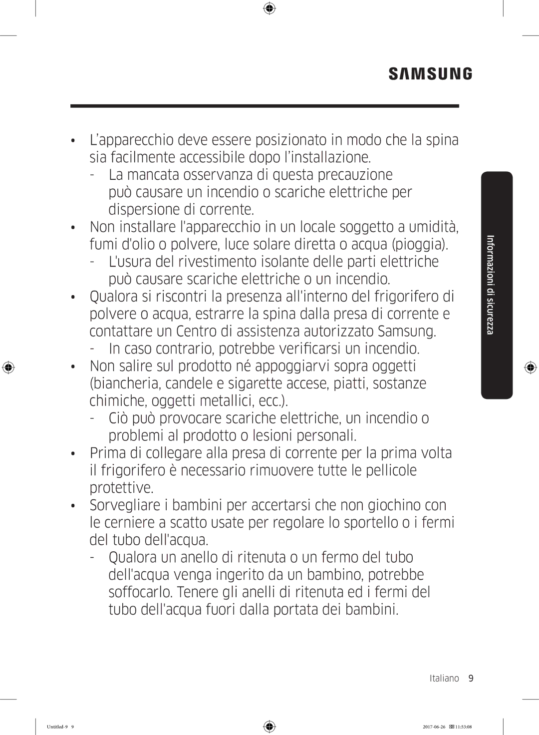 Samsung RT32K5035WW/ES, RT38K5535EF/ES, RT35K5430EF/ES, RT29K5030WW/ES, RT32K5030EF/ES, RT32K5030S8/ES manual Italiano  